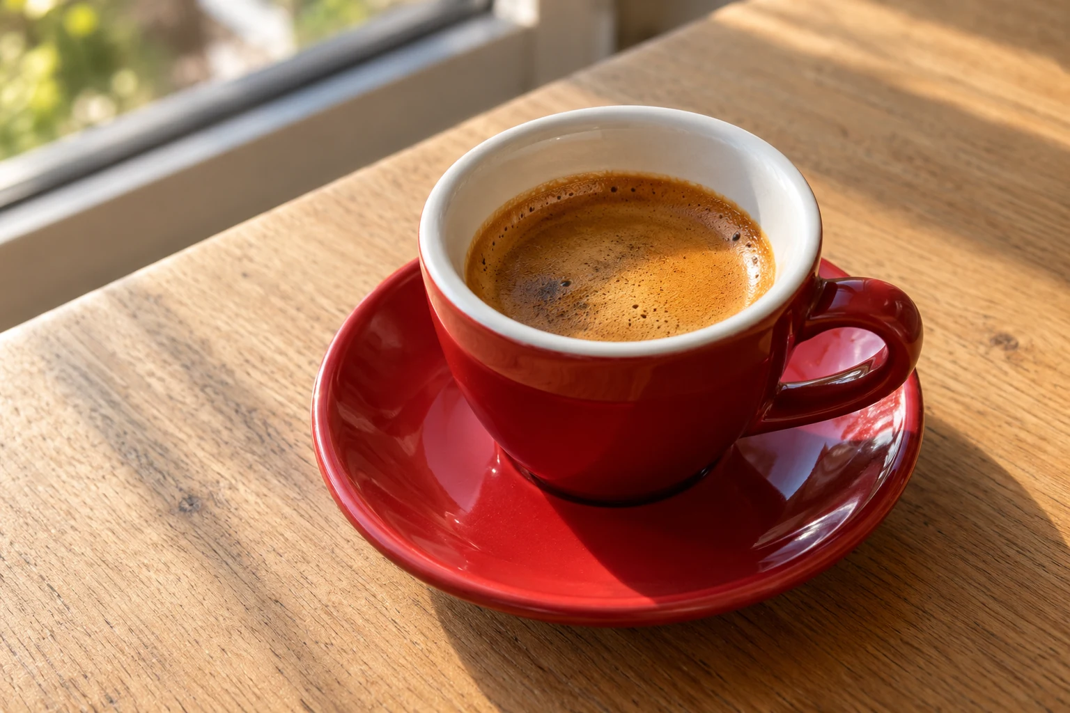 espresso dublu cremos in ceasca rosie